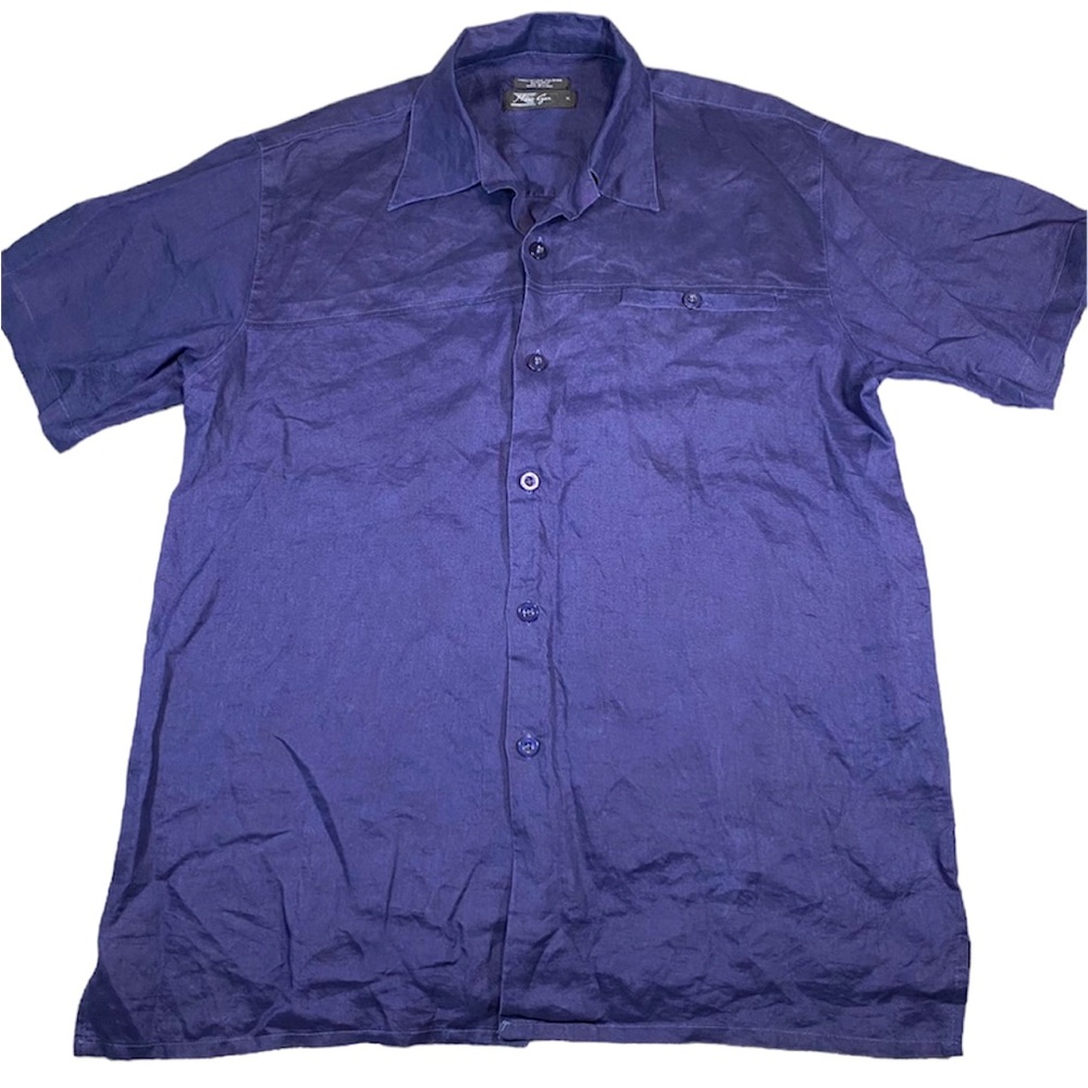 New Gen Men’s 100% Linen Shirt Button Up XL Single Needle Tailoring Short Sleeve